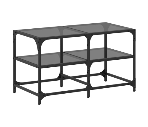 Mesa de centro superficie de vidrio acero negra 78,5x40x45 cm