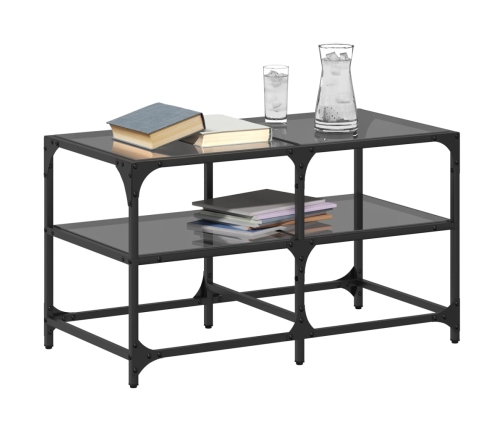 Mesa de centro superficie de vidrio acero negra 78,5x40x45 cm