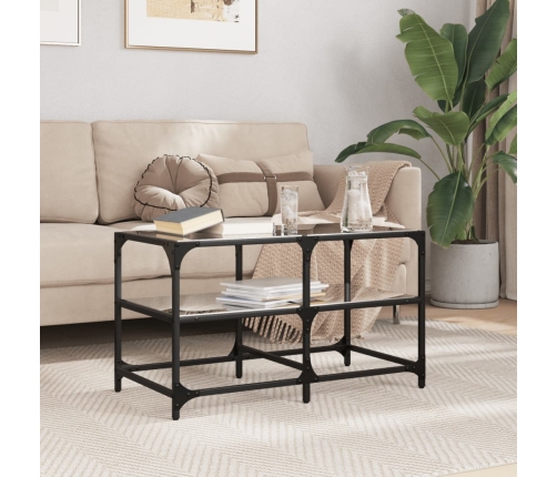 Mesa de centro superficie de vidrio acero negra 78,5x40x45 cm