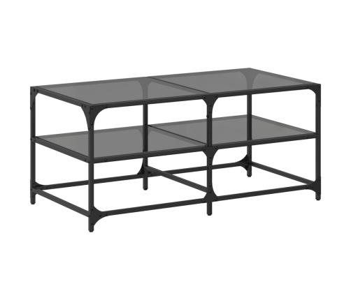 Mesa de centro superficie de vidrio acero negra 98,5x50x45 cm