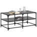 Mesa de centro superficie de vidrio acero negra 98,5x50x45 cm