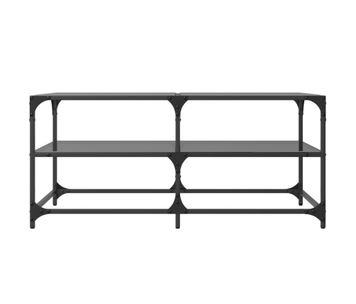 Mesa de centro superficie de vidrio acero negra 98,5x50x45 cm