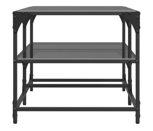 Mesa de centro superficie de vidrio acero negra 98,5x50x45 cm