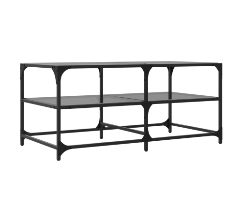 Mesa de centro superficie de vidrio acero negra 98,5x50x45 cm