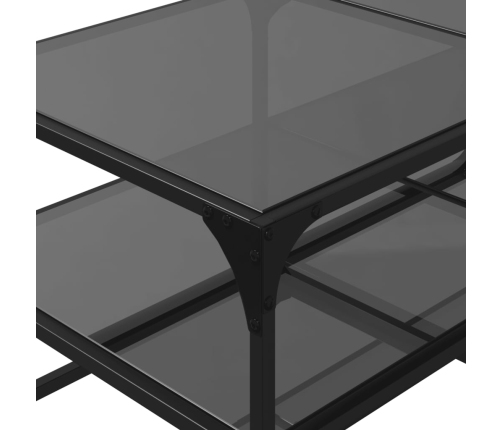 Mesa de centro superficie de vidrio acero negra 98,5x50x45 cm