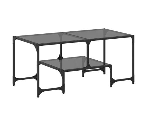 Mesa de centro superficie de vidrio acero negra 98,5x50x45 cm