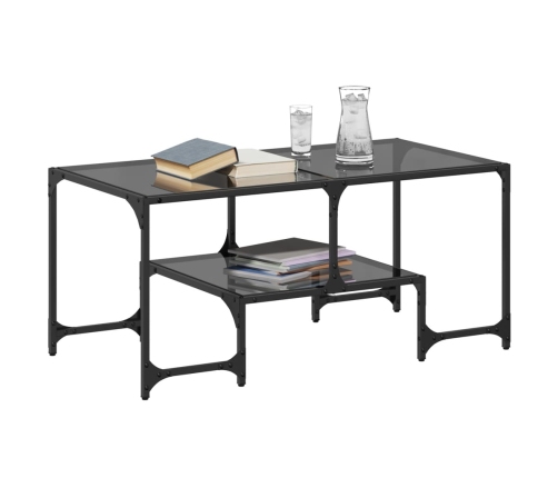 Mesa de centro superficie de vidrio acero negra 98,5x50x45 cm