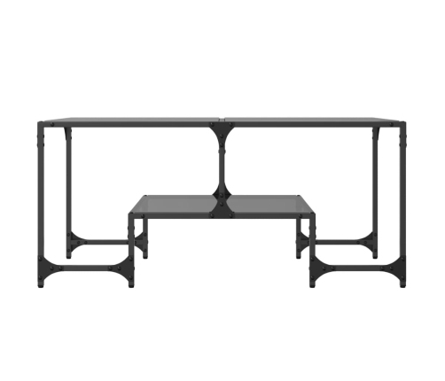 Mesa de centro superficie de vidrio acero negra 98,5x50x45 cm