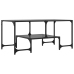 Mesa de centro superficie de vidrio acero negra 98,5x50x45 cm