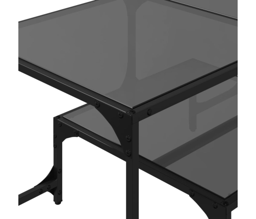 Mesa de centro superficie de vidrio acero negra 98,5x50x45 cm