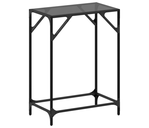 Mesa consola con superficie de vidrio negro acero 60x35x81 cm