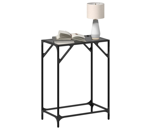 Mesa consola con superficie de vidrio negro acero 60x35x81 cm