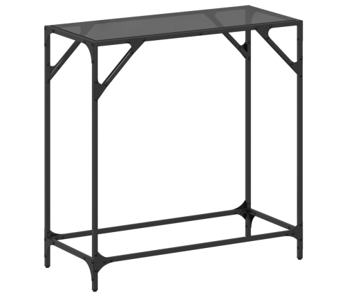 Mesa consola con superficie de vidrio negro acero 80x35x81 cm