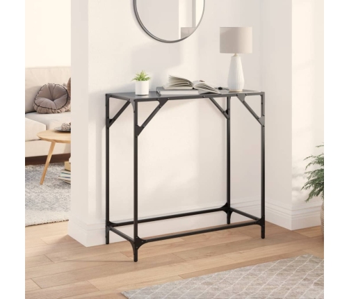 Mesa consola con superficie de vidrio negro acero 80x35x81 cm