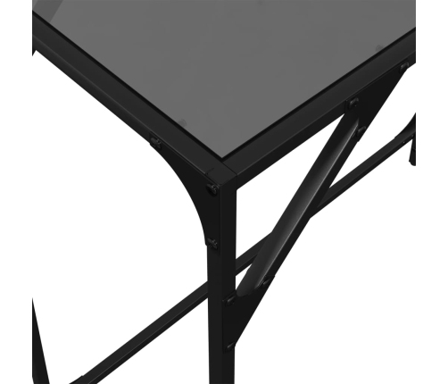 Mesa consola con superficie de vidrio negro acero 80x35x81 cm