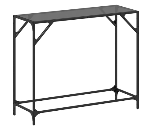 Mesa consola con superficie de vidrio negro acero 98x35x81 cm