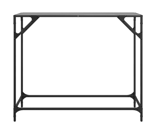 Mesa consola con superficie de vidrio negro acero 98x35x81 cm