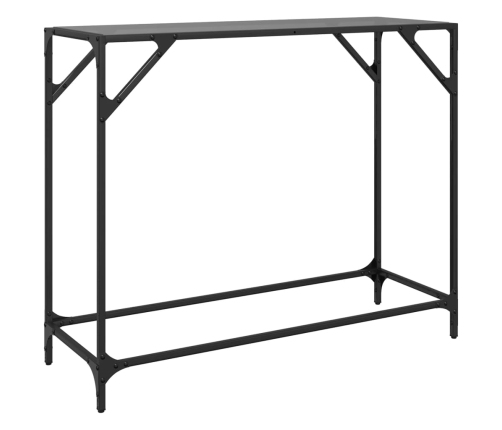 Mesa consola con superficie de vidrio negro acero 98x35x81 cm