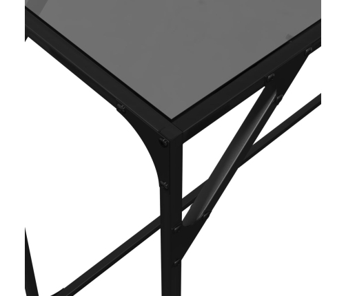 Mesa consola con superficie de vidrio negro acero 98x35x81 cm