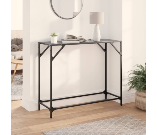 Mesa consola con superficie de vidrio negro acero 98x35x81 cm