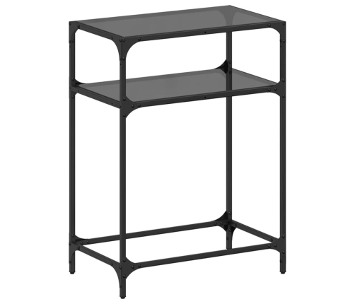 Mesa consola con superficie de vidrio negro acero 60x35x81 cm