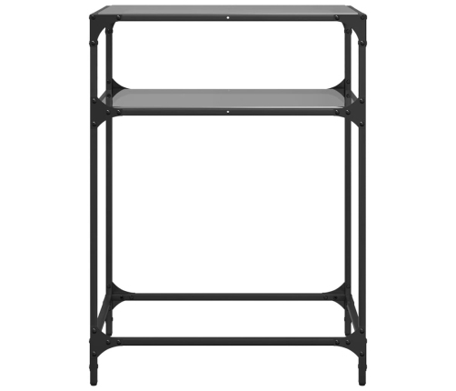 Mesa consola con superficie de vidrio negro acero 60x35x81 cm