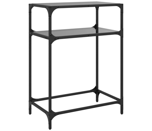 Mesa consola con superficie de vidrio negro acero 60x35x81 cm