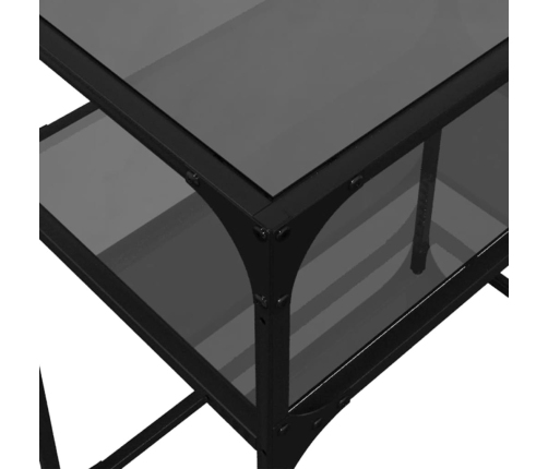 Mesa consola con superficie de vidrio negro acero 60x35x81 cm