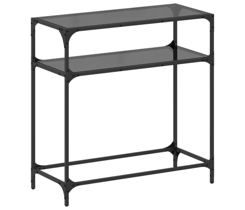 Mesa consola con superficie de vidrio negro acero 80x35x81 cm