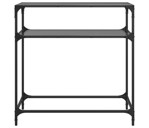 Mesa consola con superficie de vidrio negro acero 80x35x81 cm