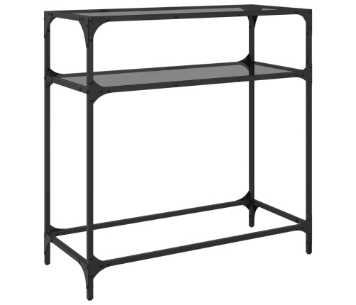 Mesa consola con superficie de vidrio negro acero 80x35x81 cm