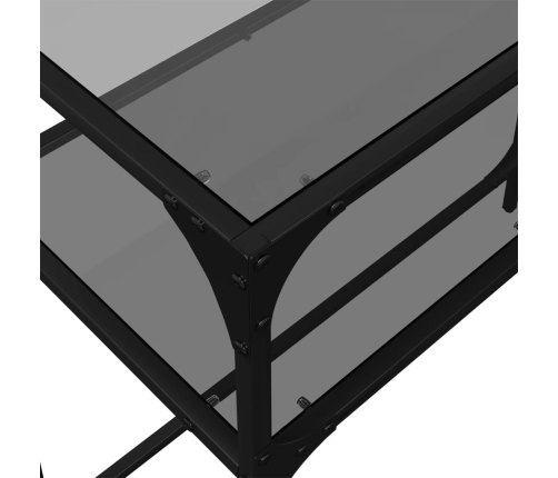 Mesa consola con superficie de vidrio negro acero 80x35x81 cm