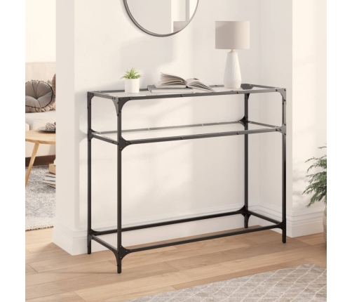 Mesa consola superficie vidrio transparente acero 98x35x81 cm