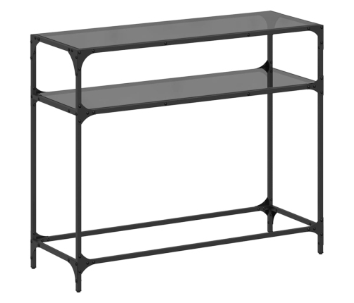 Mesa consola con superficie de vidrio negro acero 98x35x81 cm