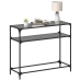 Mesa consola con superficie de vidrio negro acero 98x35x81 cm