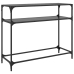 Mesa consola con superficie de vidrio negro acero 98x35x81 cm