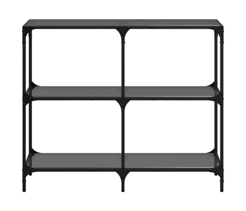 Mesa consola con superficie de vidrio negro acero 98x30x81 cm