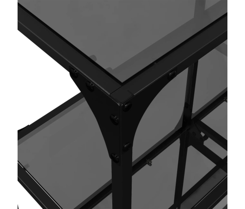 Mesa consola con superficie de vidrio negro acero 98x30x81 cm