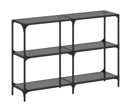 Mesa consola con superficie de vidrio negro acero 118,5x30x81cm