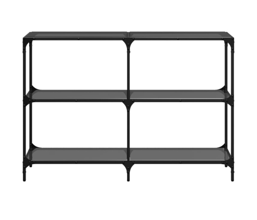 Mesa consola con superficie de vidrio negro acero 118,5x30x81cm