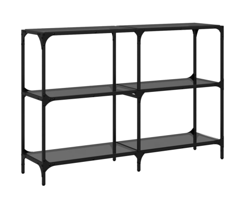 Mesa consola con superficie de vidrio negro acero 118,5x30x81cm