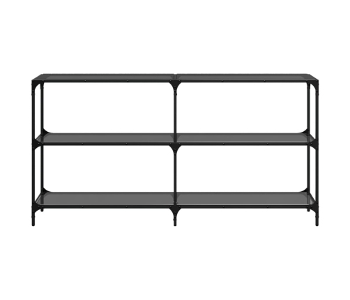 Mesa consola con superficie de vidrio negro acero 158,5x30x81cm