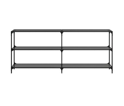 Mesa consola con superficie de vidrio negro acero 194,5x30x81cm