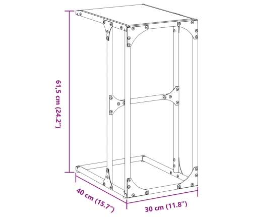 Mesa auxiliar con vidrio transparente acero 40x30x61,5 cm