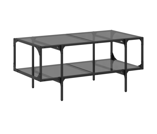 Mesa de centro superficie de vidrio acero negra 98,5x50x45 cm