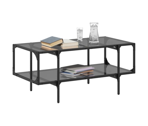 Mesa de centro superficie de vidrio acero negra 98,5x50x45 cm