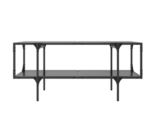 Mesa de centro superficie de vidrio acero negra 98,5x50x45 cm