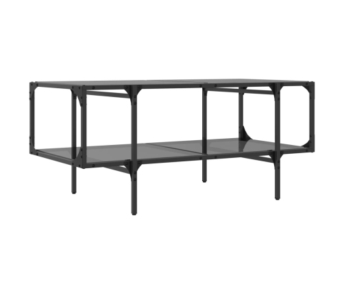 Mesa de centro superficie de vidrio acero negra 98,5x50x45 cm