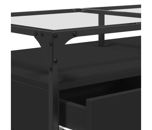 vidaXL Mesa de centro superficie de vidrio acero negro 98,5x50x45 cm