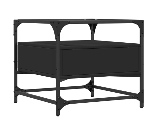 Mesa de centro superficie de vidrio acero negro 50x50x45 cm